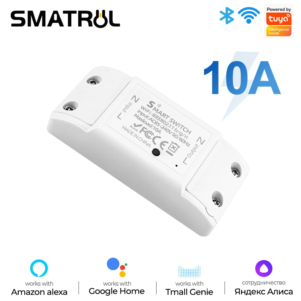 SMATRUL Tuya Light WiFi Switch Smart Life APP Voice Relay Controller Timer Module Google Home Alexa Wall 110V 220V 10A