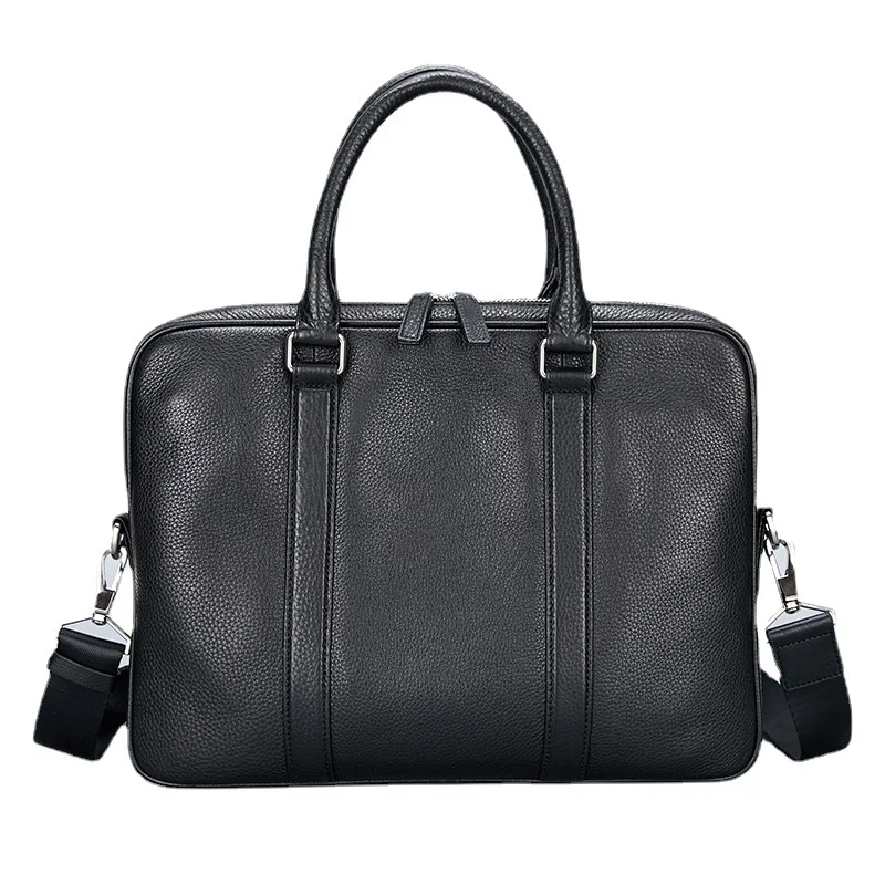 

Classic Soft Genuine Leather Large Office Document Handbag Men Casual Briefcase High Quality