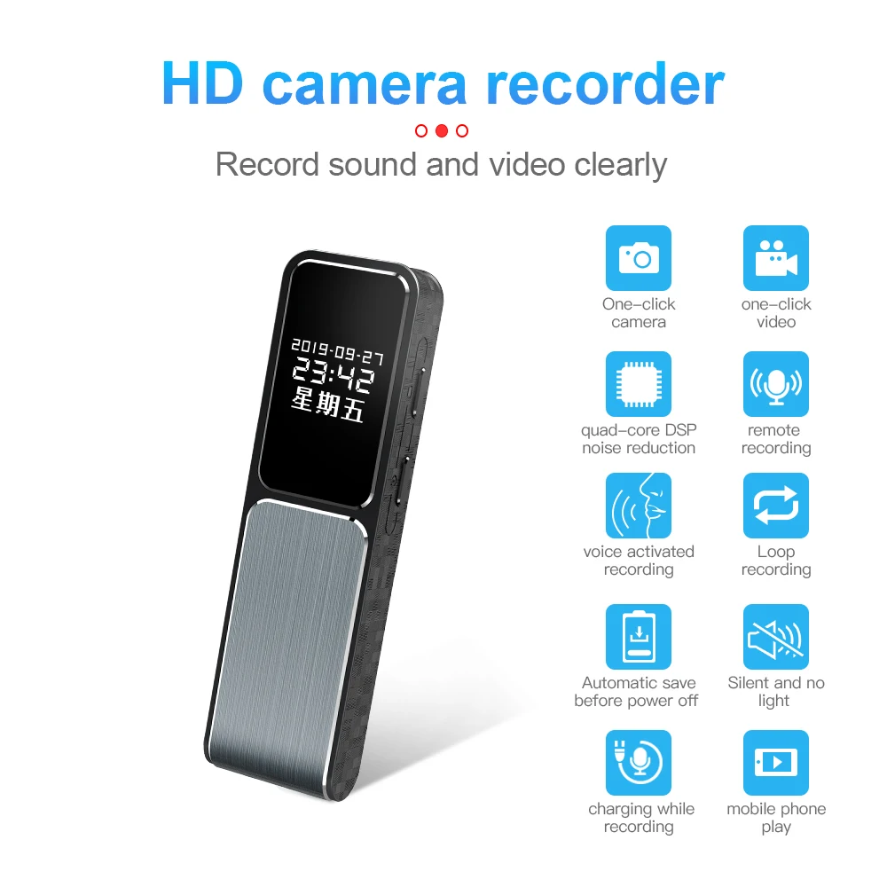 

Mini Audio and Video Voice Recorder Synchronous Conference Recording Pen Ai Smart HD Noise Reduction U Disk Recording Pen