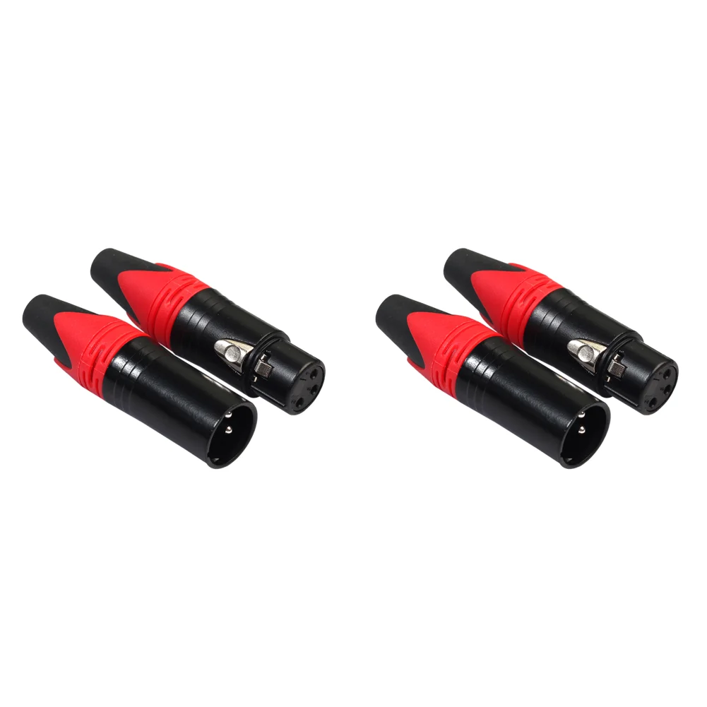 XLR 수 암 DIY 오디오 케이블 커넥터, 납땜 플러그 (빨간색), 1 쌍, 3 핀