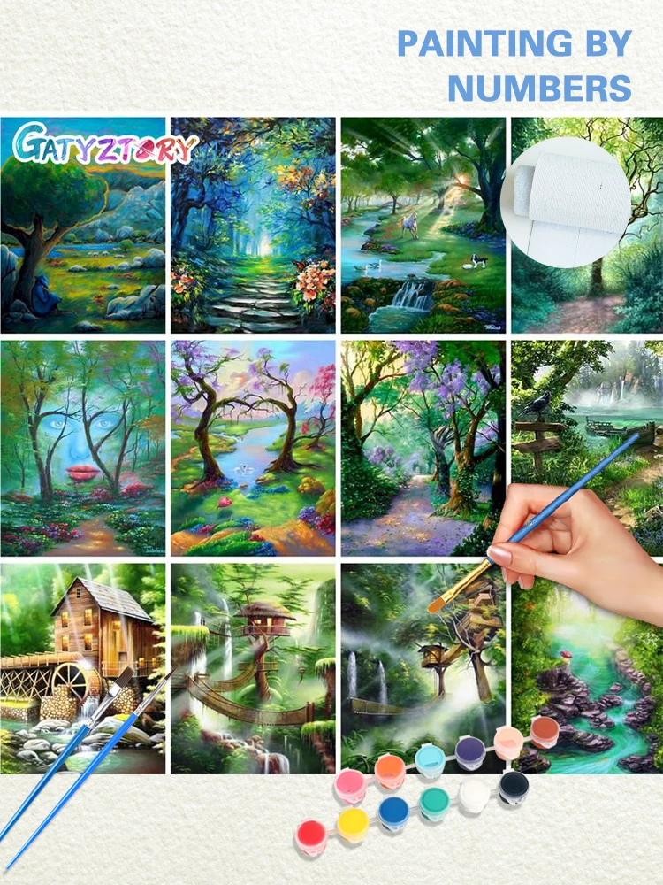 GATYZTORY 모던 페인트 숫자 프레임, 꿈꾸는 숲 DIY 선물, 아트 용품, 가정 장식, 판타지 프레임, 성인 공예품