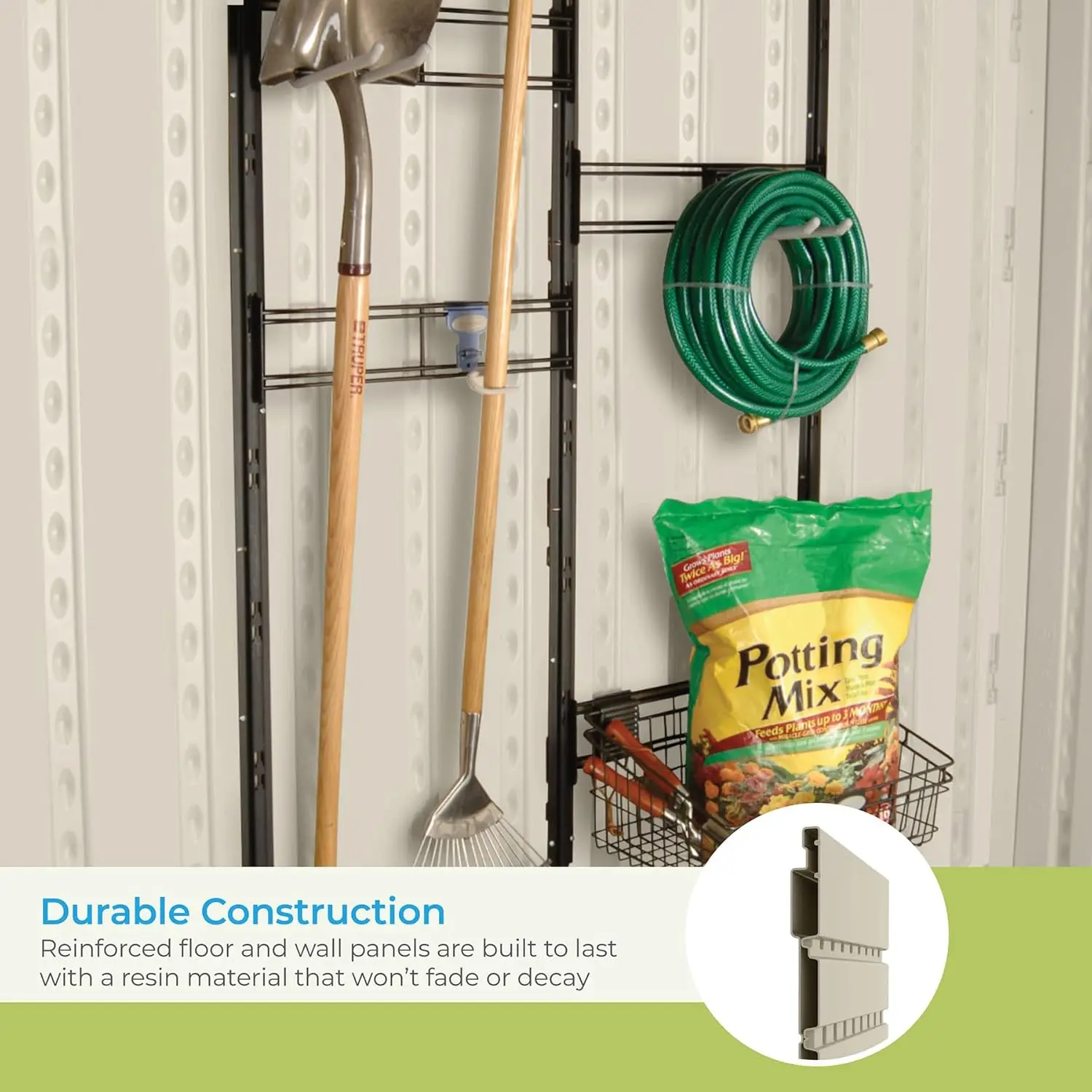 2025-hot8’x10’ Tremont Resin Shed, Vanilla & Slate – Backyard Storage Unit with Skylights, Reinforced Floor & Double Doors