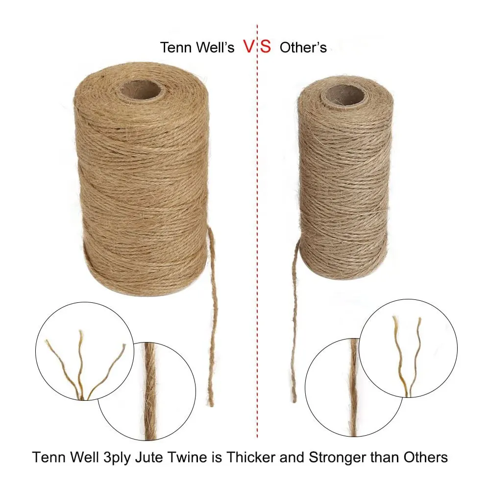 Natural Tiny Jute Rope Heavy Duty Twine Rope 50Meters 3Ply