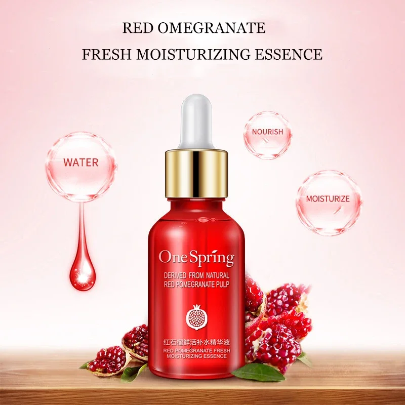 Red Pomegranate Fresh Moisturizing Facial Essence Oil Control Face Sreum Shrink Pores Skin Care Deeply Nourishes Refreshing facial serum facial essence