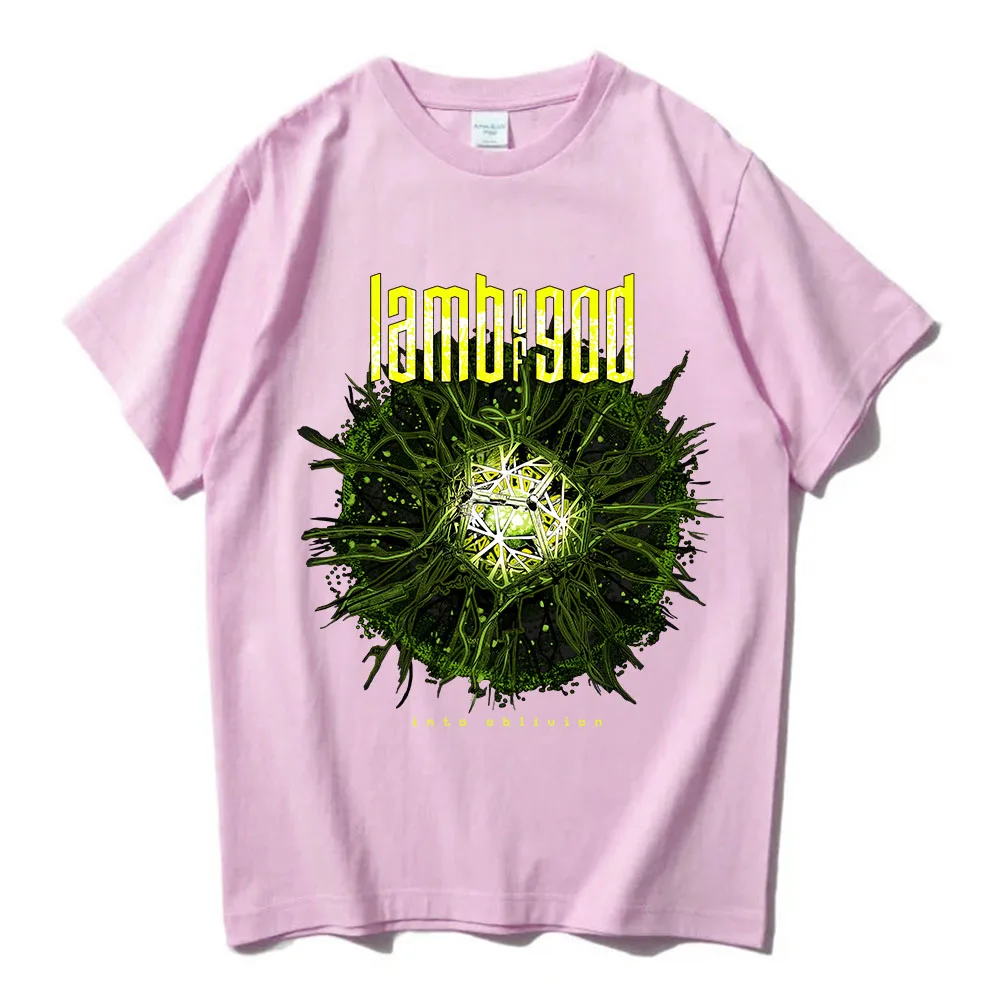 Into Oblivion Burst Black Tee LAMB OF GOD 록 밴드 티셔츠 유니섹스 헤비 멘탈 스트리트웨어 반소매 코튼 여름 남성 티셔츠