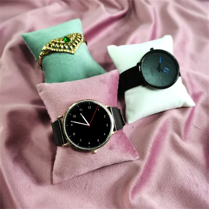 Multi-Color Velvet Jewelry Display Pillow - Watch Bracelet Bangle Anklet Organizer Hand-held Fashion Accessory Holder