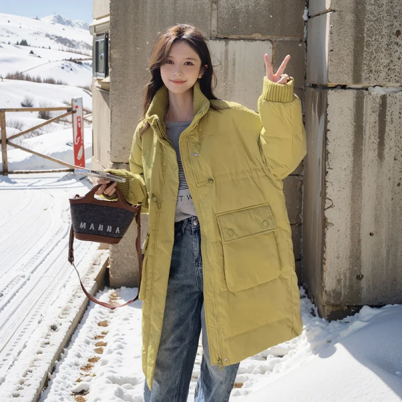 

23 New modelsKnitted Stand Collar Baggy Coat Women's Winter 2023 New Casual Laid-Back Style down Jacket Sweet Gentle Largetrends