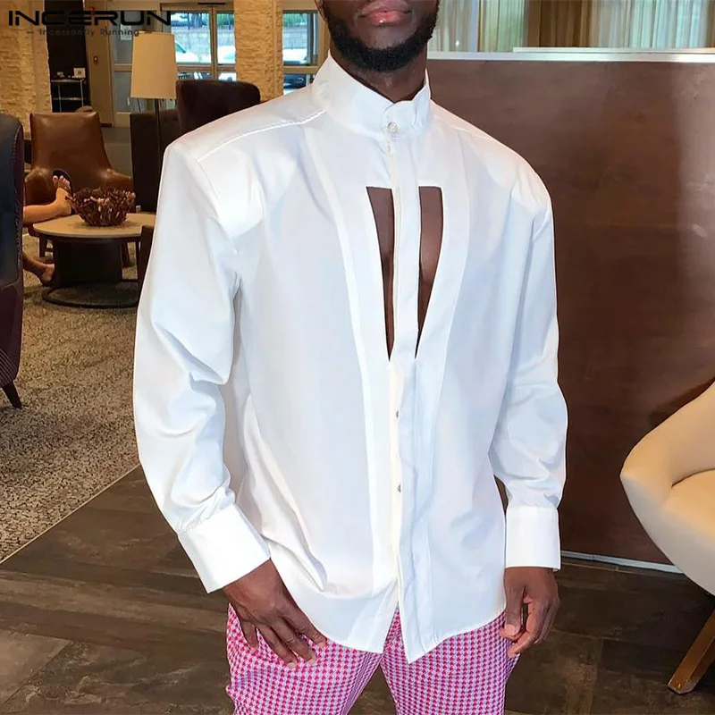 

Топы INCERUN 2024, Мужская модная рубашка в американском стиле, Повседневная Простая мужская однотонная универсальная блузка с длинным рукавом