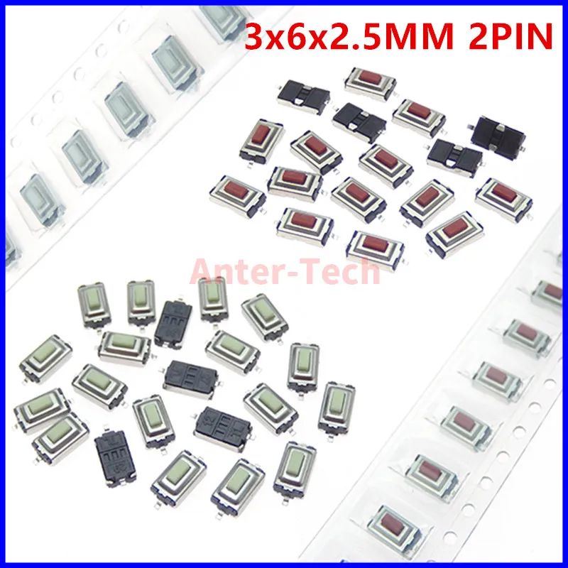 100 Pz/Lotto Tact Touch Micro Switch 3 X6X2.5 Interruttore A Pulsante Tattile 3*6*2.5Mm Smd 2 Pin Interruttore A Pulsante Telecomando Per Auto