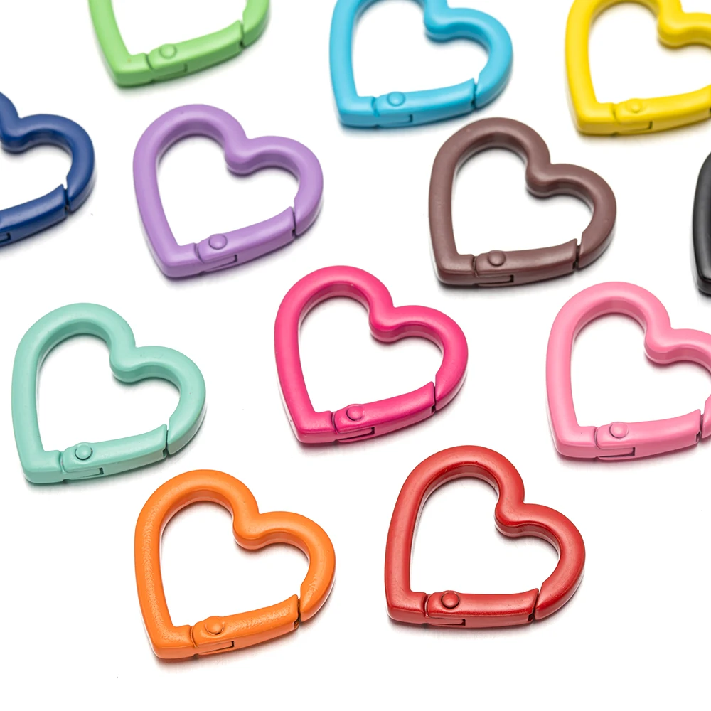 5pc 21/25mm Heart Key Ring Snap Clip Trigger Spring Buckle for DIY