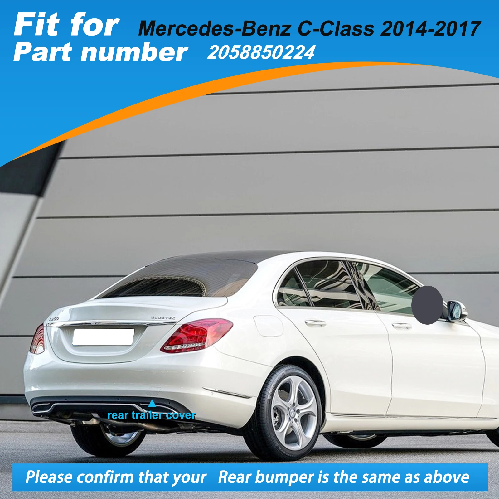Rear Bumper Tow Hook Cover For Mercedes-Benz C-Class W205 C180 C350 2014 2015