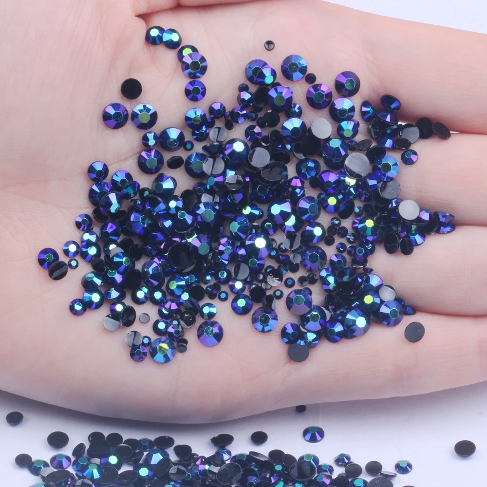 

New Purple Black AB Resin Rhinestones 2mm 2.5mm 3mm 4mm 5mm 6mm Round FlatBack Non Hotfix Glue On Gems DIY Wedding Dresses