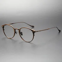 Оправа для очков из титана для мужчин и женщин, роскошная круглая овальная винтажная оправа для очков по рецепту, в ретро стиле — изображение 6