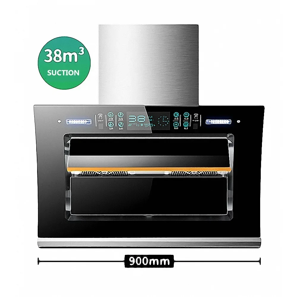 New Kitchen Range Hood Household High Suction Wll-mounted Side Suction Hood High Temperature Cleaning Double Engine Strong Exhau