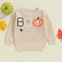 ma&baby 0-3Y Halloween Newborn Infant Toddler Baby Boy Girl Sweaters Pumpkin Ghost Embroidery Long Sleeve Costumes Warm Clothing 2