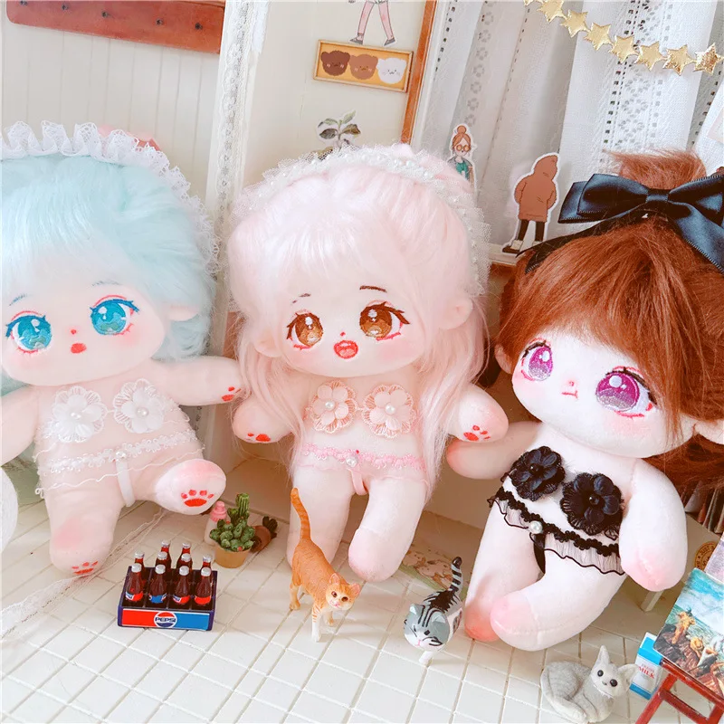 2Pcs Sweet Bikini Suit Idol Plush Cotton Doll DIY Clothes Accessory for 20cm Cartoon Soft Stuffed Fat Body No Attributes Dolls