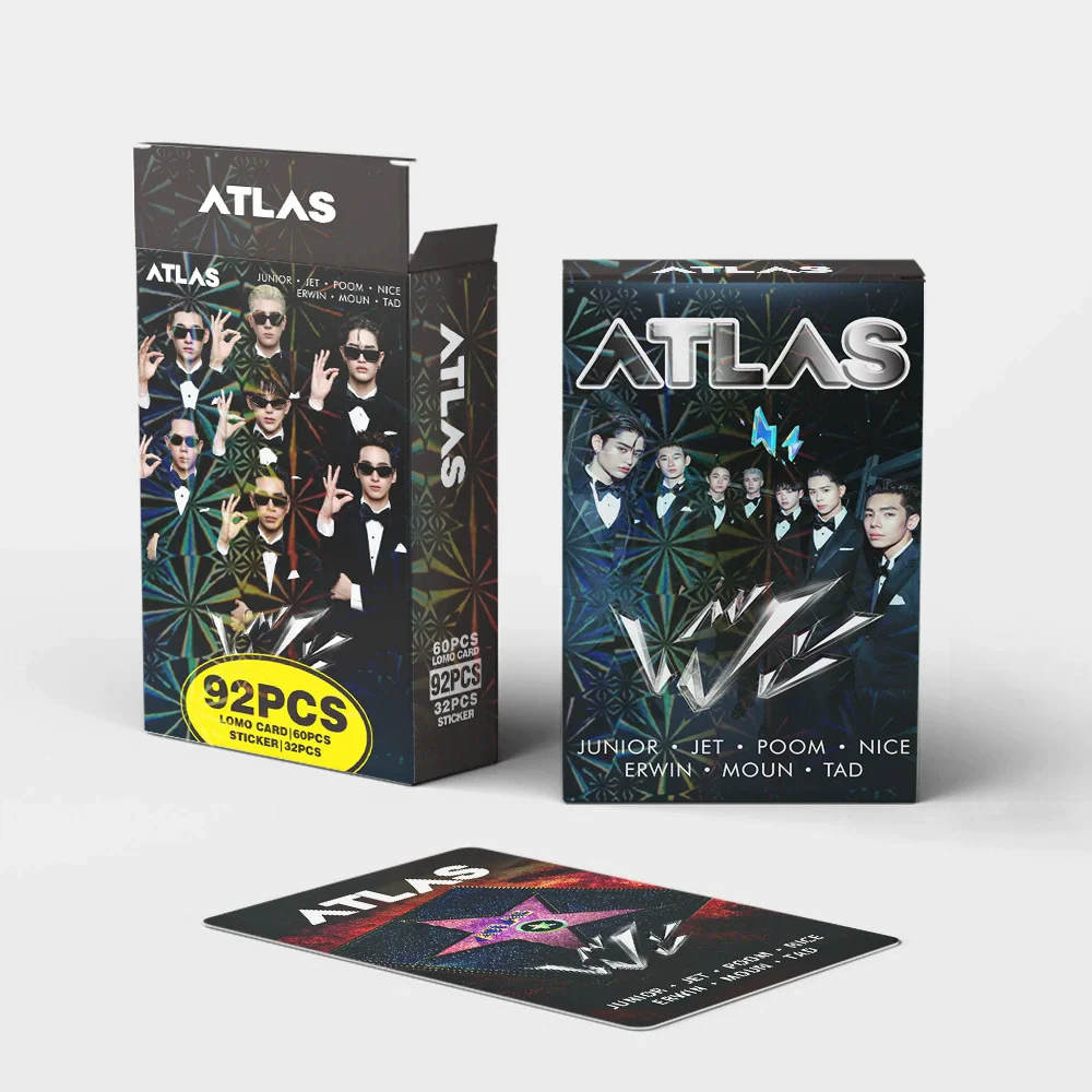 92개/세트 태국 보이그룹 ATLAS 앨범 레이저 로모 카드 - 주니어, 제트, 푸미 미니 엽서 포토 카드 스티커 포함