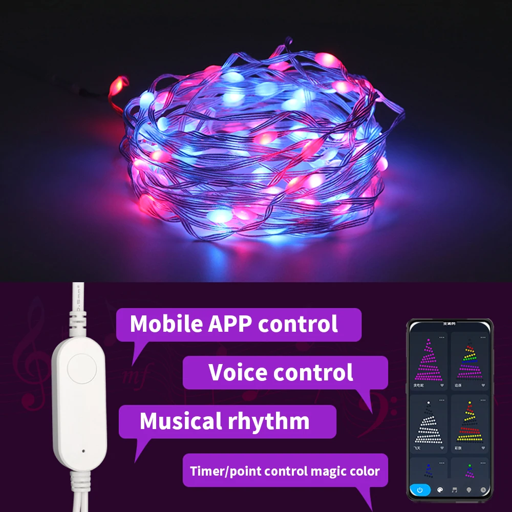 SIXWGH Tuya Smart Wifi Fairy Light Outdoor RGB Garland Festoon LED String Lights Party Garden Wedding with USB Interface Alexa