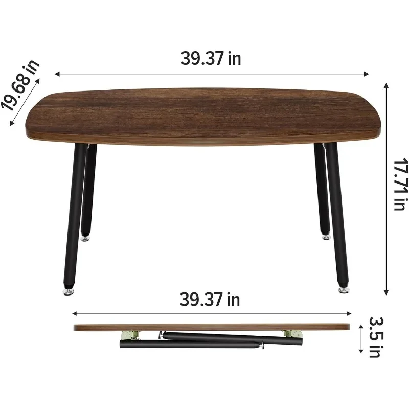 Folding Coffee Table Small Coffee Tables for Living Room Farmhouse Portable Table for Small No Assembly 39.3 * 19.6 * 17.7IN, 2