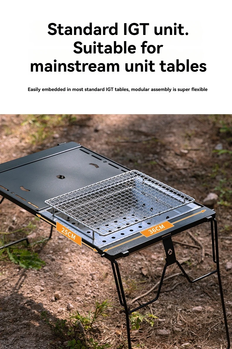CAMPINGMOON UG-1 Einheit IGT Carbongrill Campingtisch Erweiterung Winddichter BBQ Doppelschichtiger isolierter Brennholzofen – Detail 2