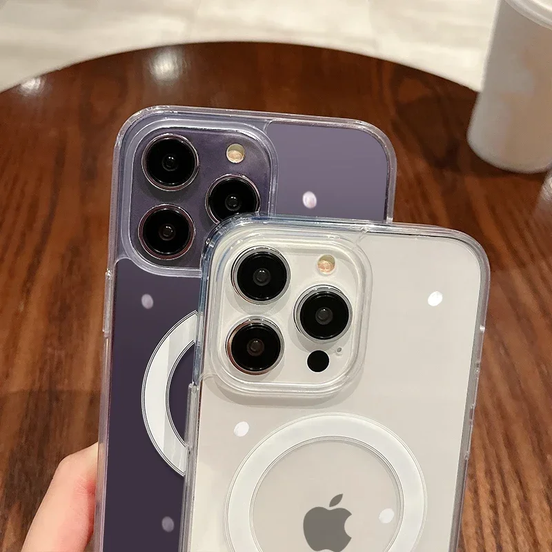 Magesafe Transparent Magnetic Wireless Charging Case - Shockproof Acrylic Cover