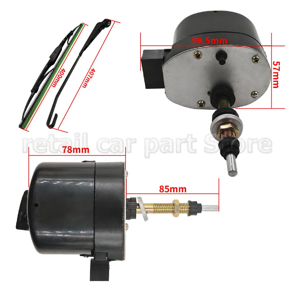 Windshield Wiper Motor 105&deg; Arm Blade 12V For Universal Tractor Boat