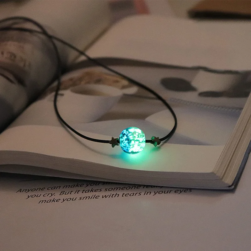 DIY 팔찌 목걸이 공예품 제작용 라운드 비즈, 호수 블루 야광 램프 워크 유리 스페이서 비즈, 보석 제작용, 6-12mm, 5 개