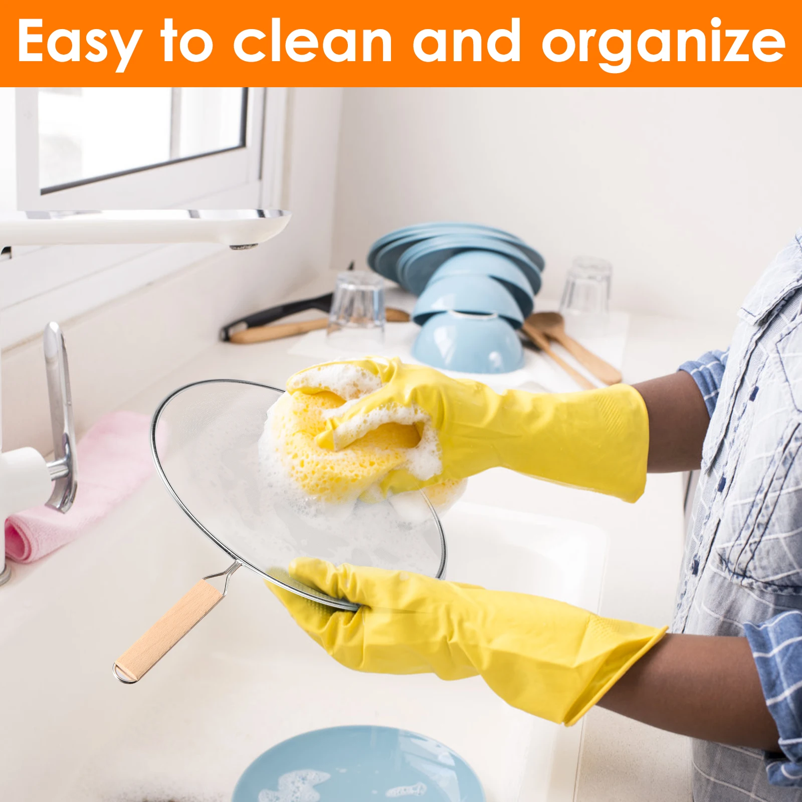 Frying Pan Splatter Screen Stainless Steel Splatter Guard with Handle Fine Mesh Oil Splatter Guard for Cooking Kitchen Supplies