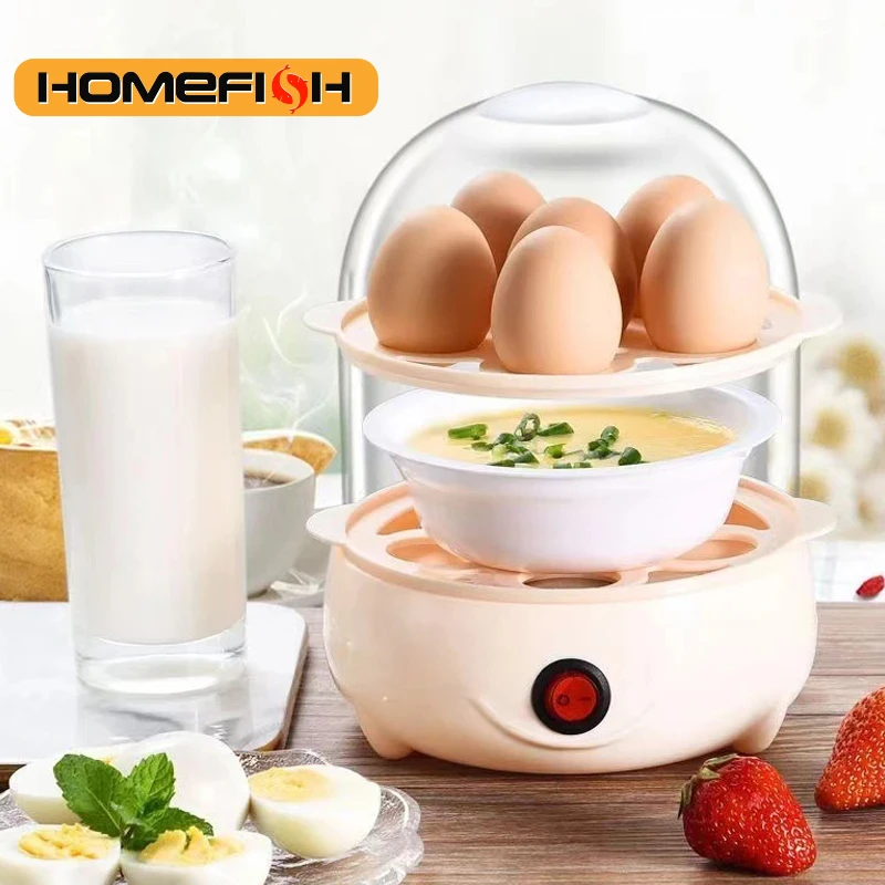 Multifunctional Electric Egg Boiler Double Layers Mini Steamer Poacher 220V
