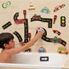 Rail Traffic Vehicle Bath Toys Soft EVA Kids Baby Bathroom Water Toys Early Educational Suction Up Bathing Toys for Children 1