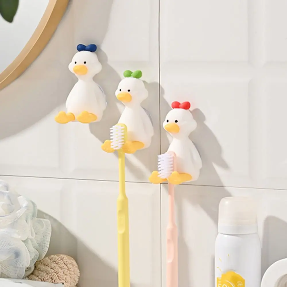 Creativity Silicone Duck Toothbrush Holder 3D Cute Toothbrush Stand Wall-mounted Cartoon Rack toothbrush holder