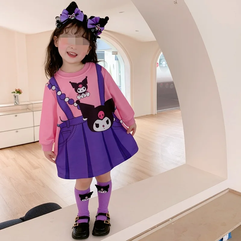 

Kawaii Sanrio Kuromi кукла с длинным рукавом платье рубашка Милая мультяшная моя мелодия принцесса юбка теплая одежда аниме игрушки для детей подарок