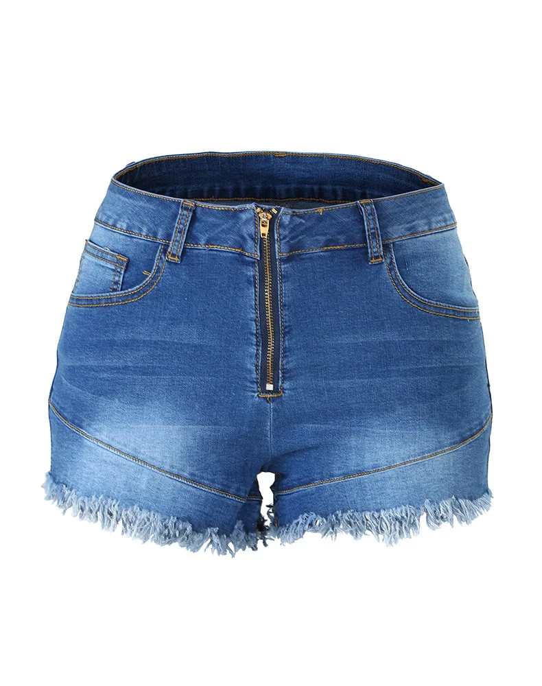2023 Summer Fashion New Zipper Tassel Decoration Urban Casual Straight Pants Women Jeans Shorts