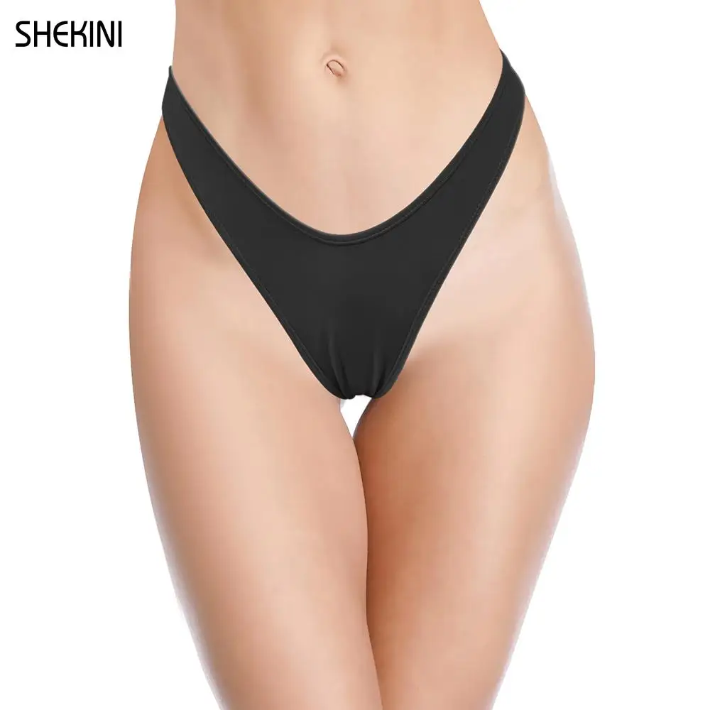 

SHEKINI Women Sexy Thong Bikini Bottom Brazilian Cheeky Ruch Back Swimsuit Bottom U Front Low Waist Beach Swimwear Briefs