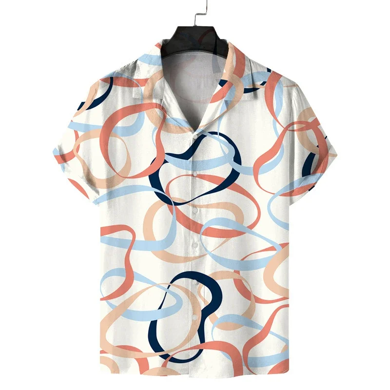 

Мужская рубашка с лацканами, летняя гавайская рубашка с короткими рукавами и персонализированным 3D рисунком, повседневная, для работы и отпуска, удобный дизайн