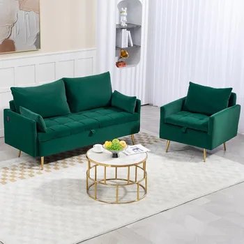 60" Velvet Storage Loveseat 1