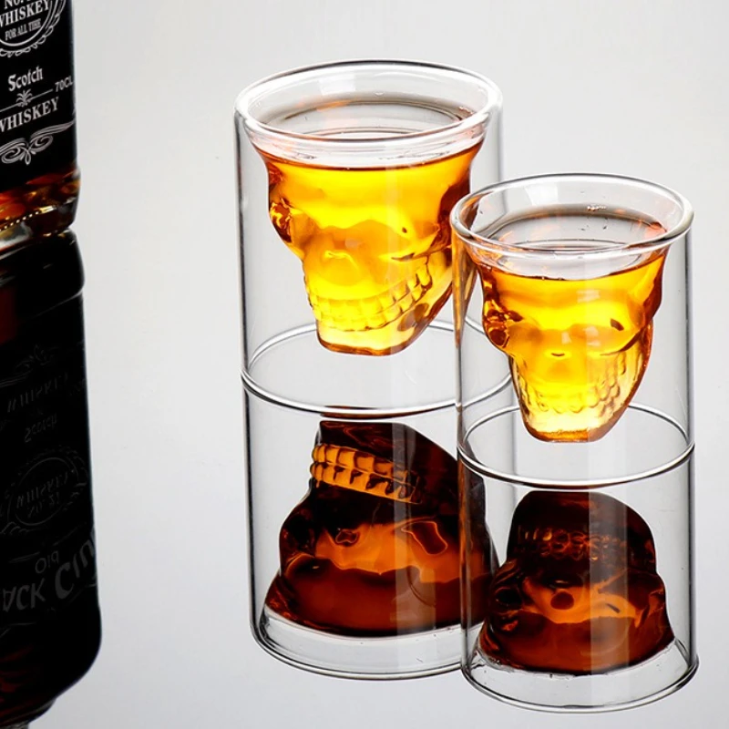 Skull Glass Cups 25/75/150/250ml Crystal Clear Creative Designer Party Bar Vodka Beer Drinking Glasses Unique Novelty Gift