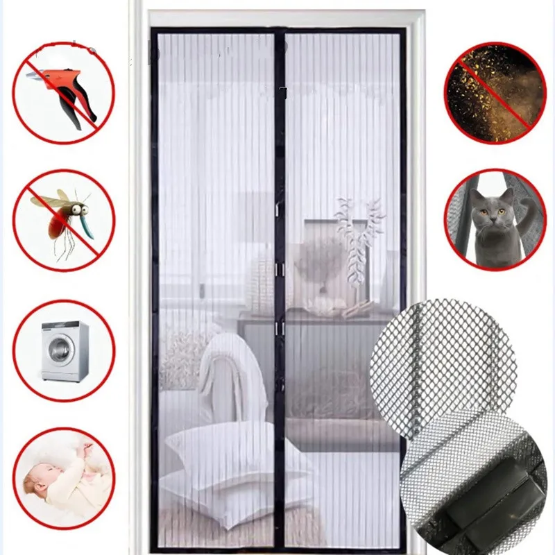 

4Color 5Sizes Magnetic Mosquito Net Summer Anti Bug Fly Door Curtains Mesh Automatic Closing Door Screen Kitchen Sticker Curtain