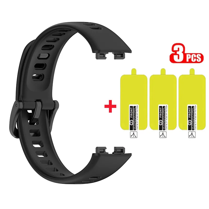 2-in-1 Silicone Strap Band with 3-Pack Anti-Scratch HD Screen Protectors