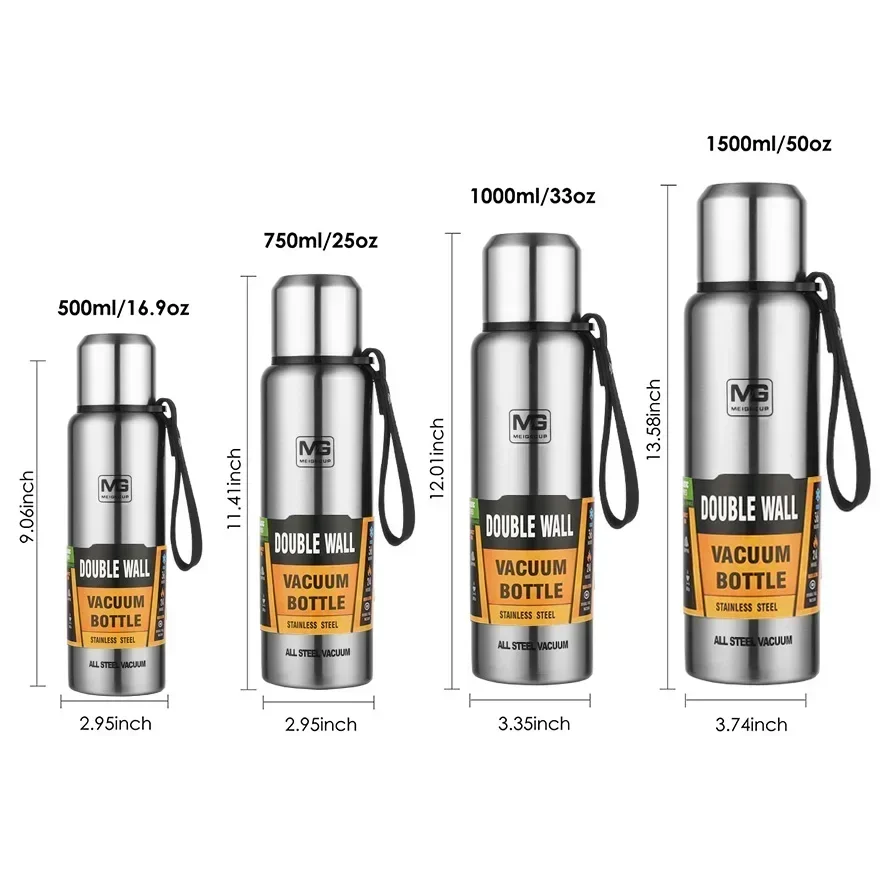 Enhanced Portable Stainless Steel Insulated Thermos Bottle with Rope Handle - Large Capacity Vacuum Tumbler