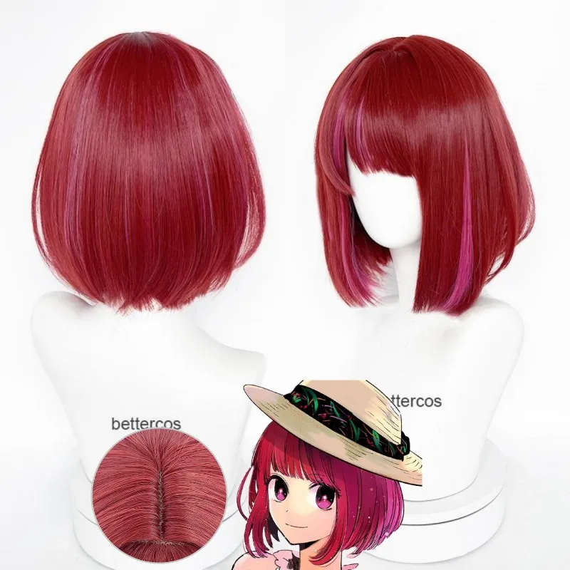 

30cm Oshi No Ko Arima Kana Cosplay Wig Short Bobo Wig Red Mixed Pink Wig Cosplay Anime Cosplay Wigs Heat Resistant Synthetic Wig