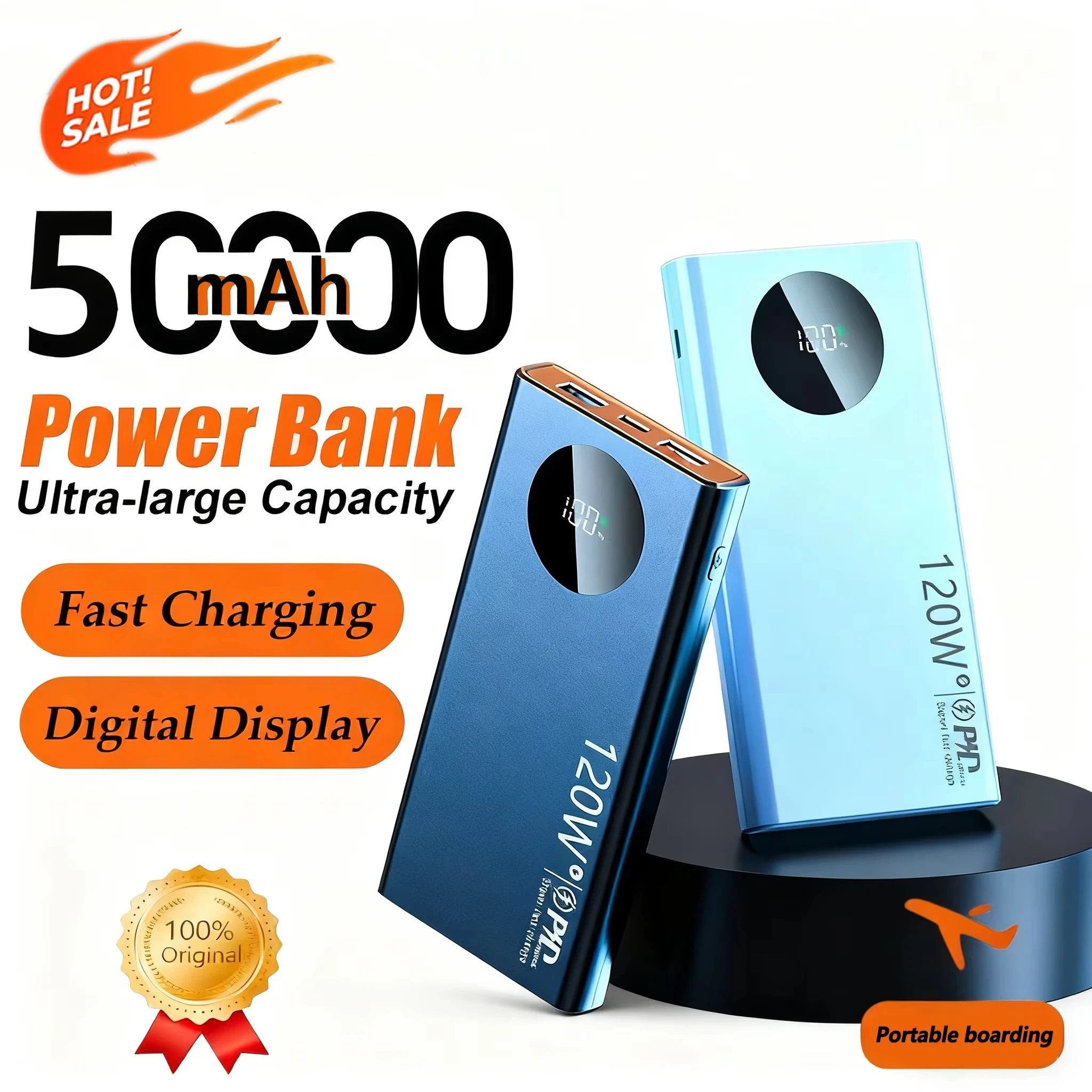 Power Bank da 50000 mAh 120 W PD Ricarica super veloce Power Bank portatile Batteria esterna di grande capacità con display digitale