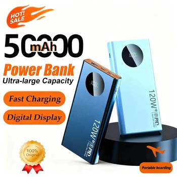 Power Bank da 50000 mAh 120 W PD Ricarica super veloce Power Bank portatile Batteria esterna di grande capacità con display digitale