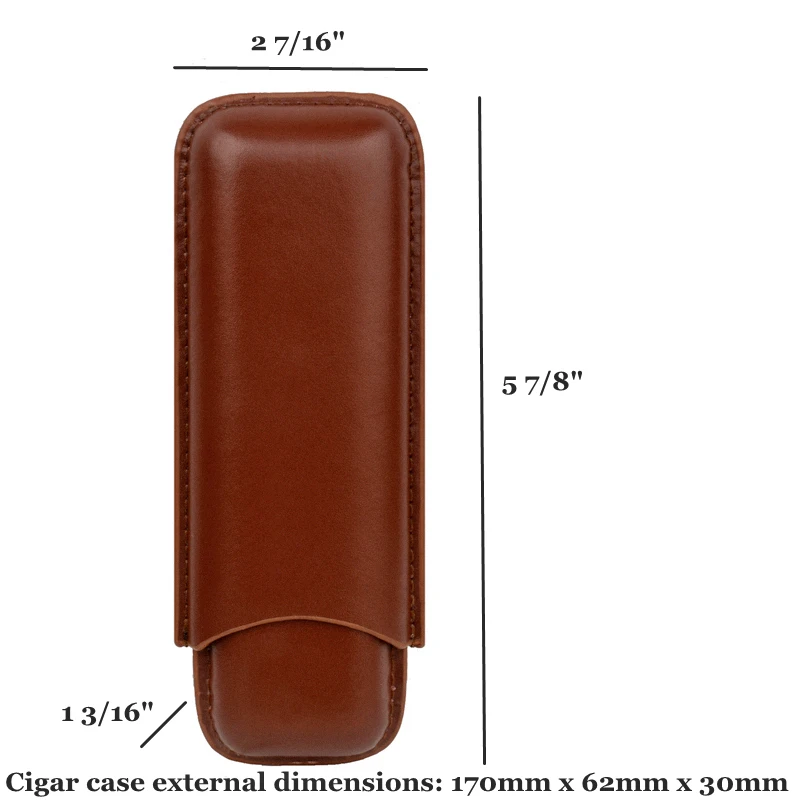 Cigar Case Man-made Leather Cigar Holder Humidor Smoking Accessory 2 Tube 52 Ring
