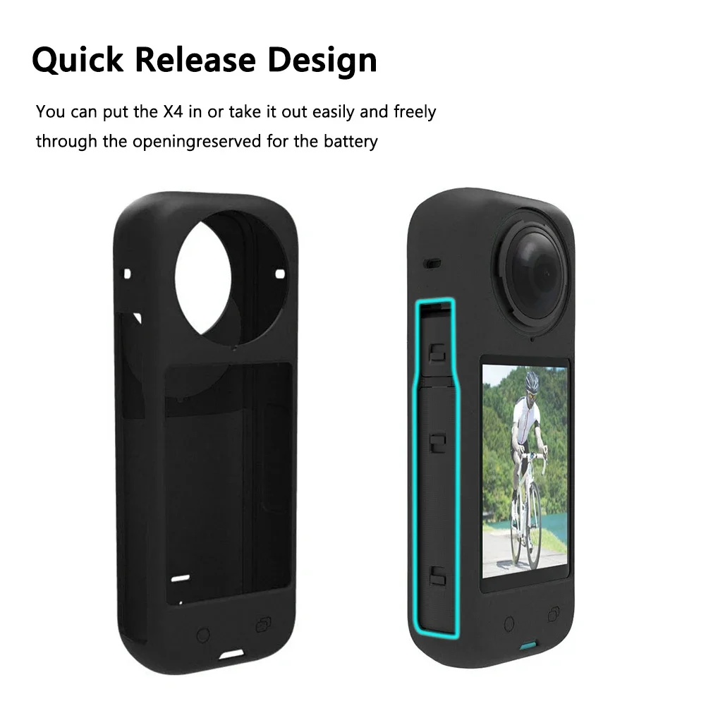 렌즈 캡이 있는 실리콘 커버 케이스, 스크래치 방지 보호대 케이스, Insta360 X4 용 모든 원형 보호 카메라 보호 액세서리