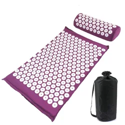 Deluxe Acupressure Mat and Pillow Set for Stress and Pain Relief (Purple Set with bag)