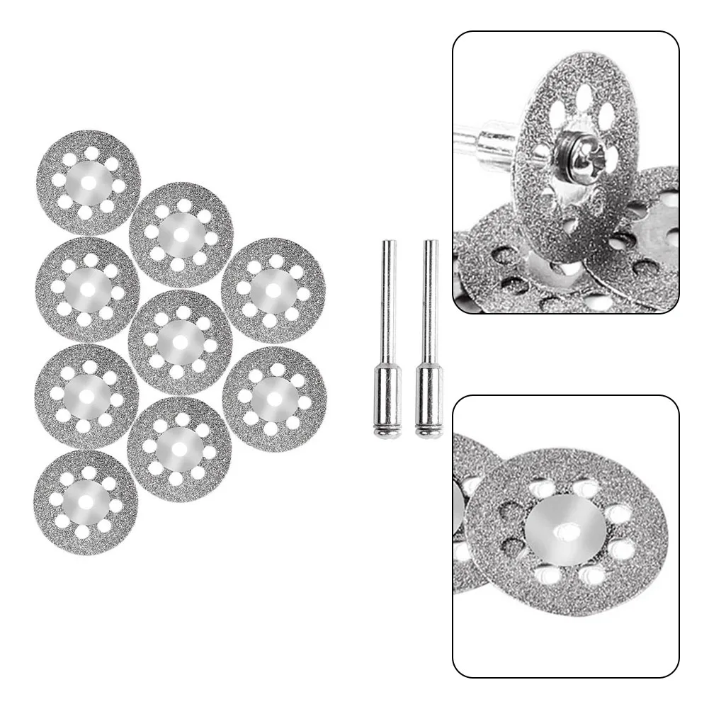 10pcs Diamond Cutting Wheel, Cutting Disc Coated Rotary Tool 3mm Mandrel 22mm Diameter Abrasive Grinding Wheels Power Tool Part 5pcs diamond cutting disc set for dremel rotary accessories circular saw blades abrasive grinding wheels disk mandrel power tool