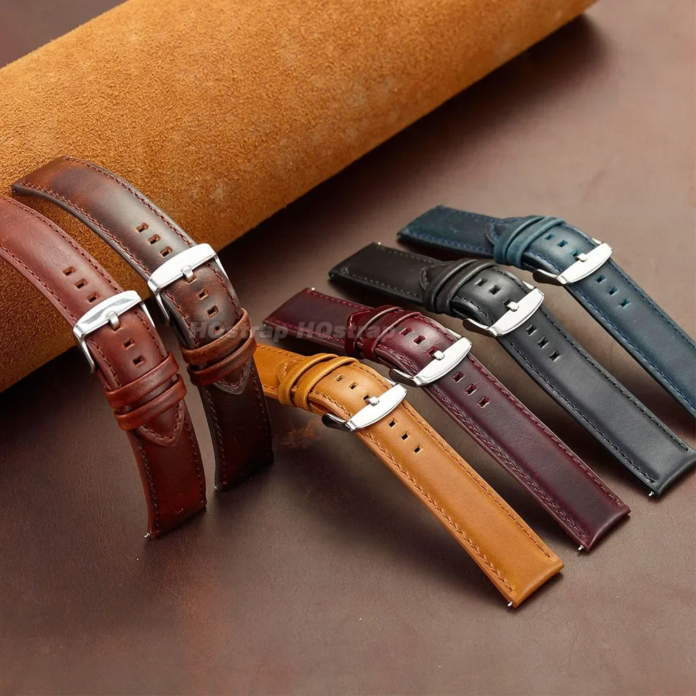 Handcrafted Brown Leather Quick Release Bracelet Wristband Accessory
