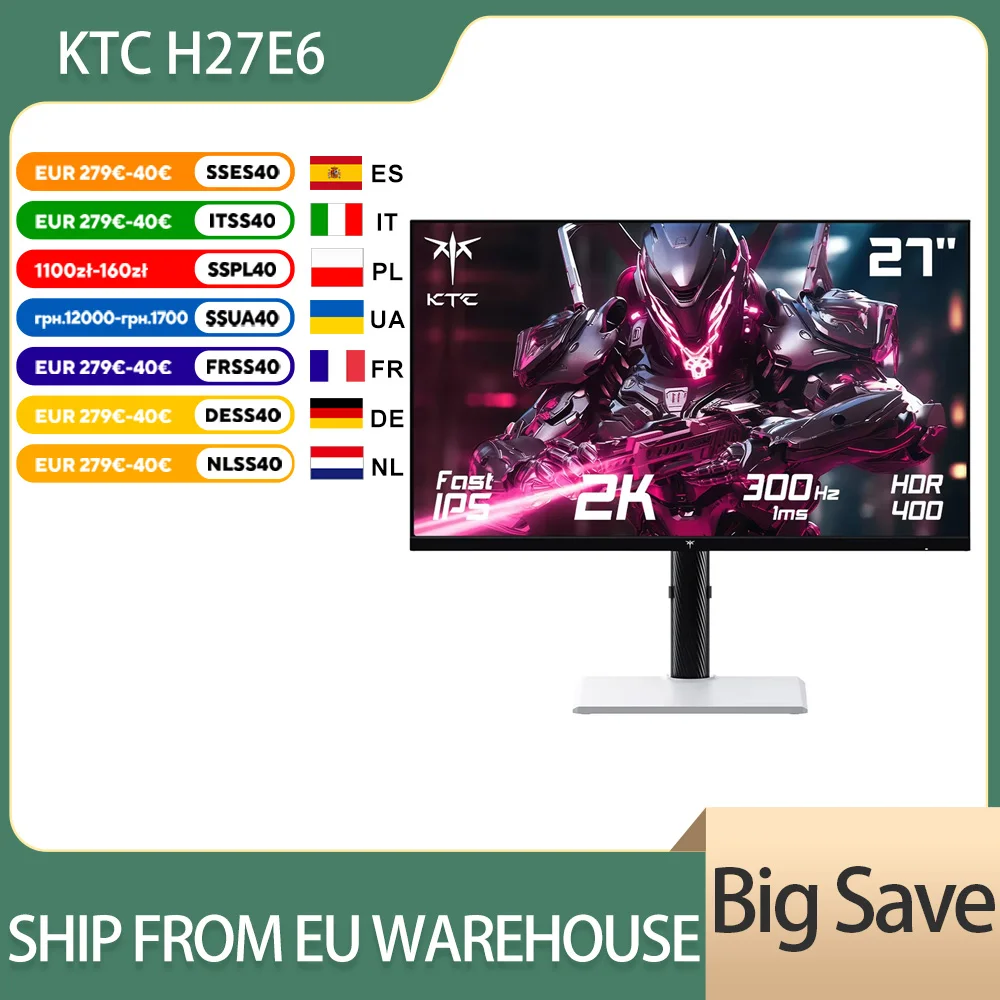 KTC H27E6 27inch QHD 300Hz Gaming Monitor,2560x1440@300Hz