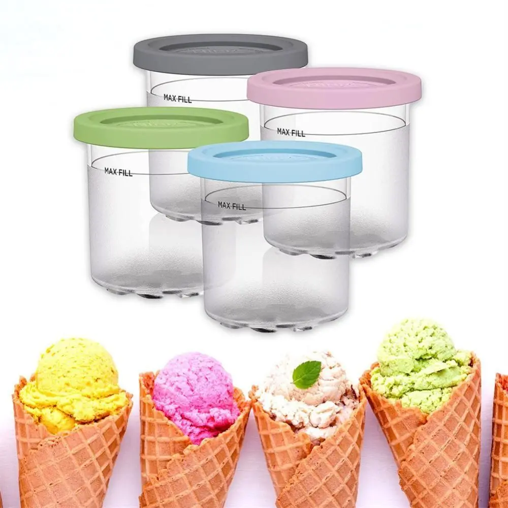 Ice Cream Containers with Lids 1/2/4pcs for Ninja Creami Pints Nc301 Nc300 Nc299amz Maker